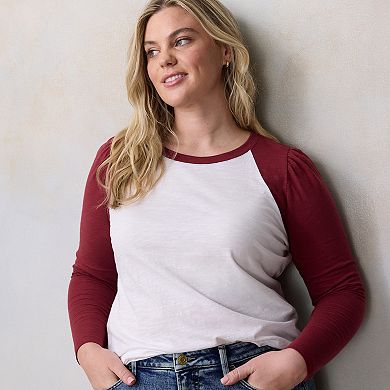Plus Size LC Lauren Conrad Long Sleeve Raglan Tee