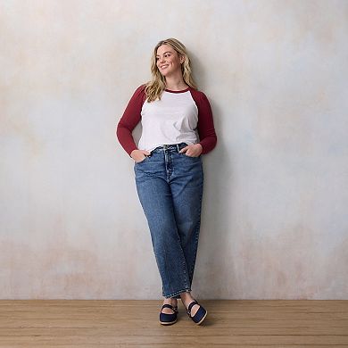 Plus Size LC Lauren Conrad Long Sleeve Raglan Tee