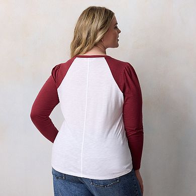 Plus Size LC Lauren Conrad Long Sleeve Raglan Tee