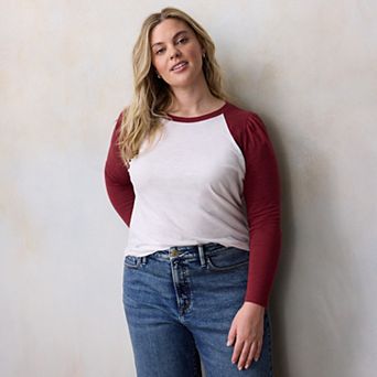 Plus Size LC Lauren Conrad Long Sleeve Raglan Tee