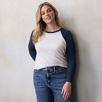 Plus Size LC Lauren Conrad Long Sleeve Raglan Tee
