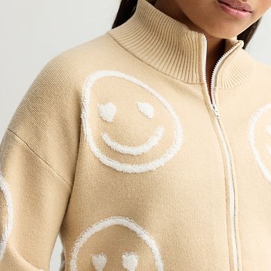 Girls 6-20 SO® Zip-Front Sweater in Regular & Plus Size
