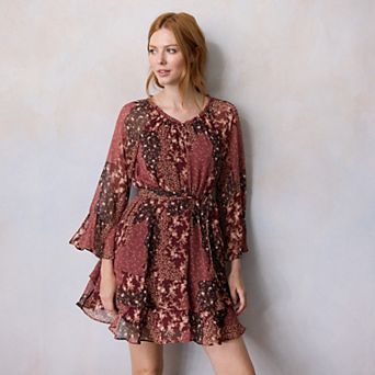 Petite LC Lauren Conrad Godet Sleeve Ruffle Mini Dress