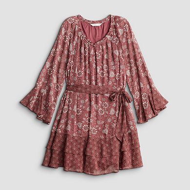 Petite LC Lauren Conrad Godet Sleeve Ruffle Mini Dress