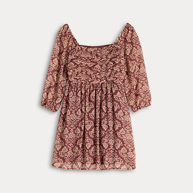 Petite LC Lauren Conrad Pleated Bodice Blouson Sleeve Mini Dress
