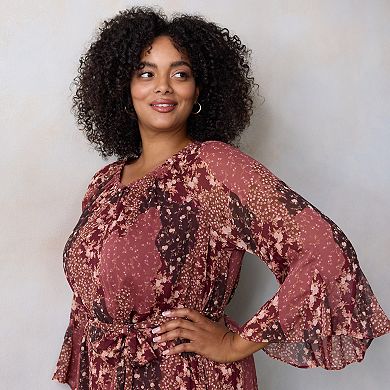 Plus Size LC Lauren Conrad Godet Sleeve Ruffle Mini Dress