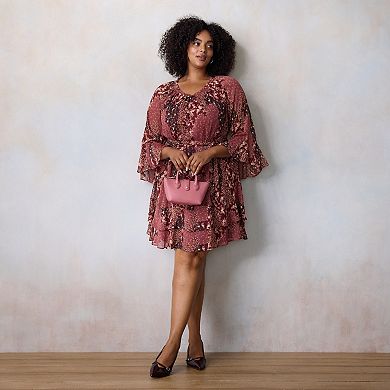 Plus Size LC Lauren Conrad Godet Sleeve Ruffle Mini Dress