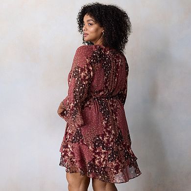 Plus Size LC Lauren Conrad Godet Sleeve Ruffle Mini Dress