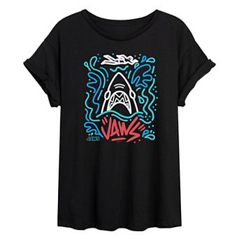 Juniors' Jaws Doodles Oversized Tee