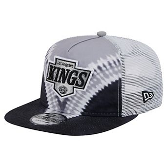 Men's New Era Black/Silver Los Angeles Kings Throwback V-Dye Adjustable Golfer Hat