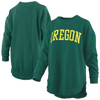 Women's Pressbox Green Oregon Ducks Melange Poncho Vintage Fleece Long Sleeve Pullover Sweatshirt