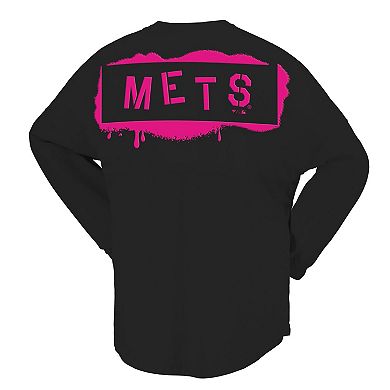 Women's Fanatics Black New York Mets Neon Jersey Long Sleeve T-Shirt