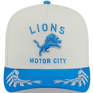 Men's New Era Cream/Blue Detroit Lions 2025 NFL Draft A-Frame 9FIFTY Snapback Hat
