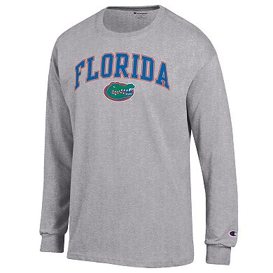 Men's Champion Heather Gray Florida Gators Arched Logo Long Sleeve T-Shirt