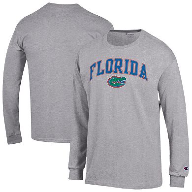 Men's Champion Heather Gray Florida Gators Arched Logo Long Sleeve T-Shirt