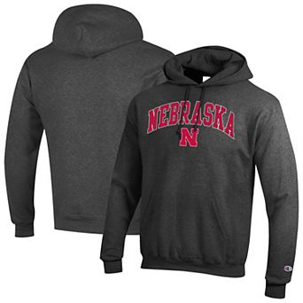 Men's Champion Charcoal Nebraska Huskers Arched Logo Fleece Pullover Hoodie