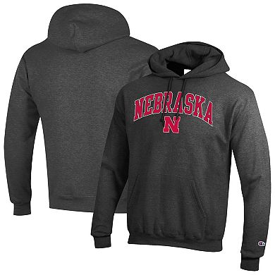 Men's Champion Charcoal Nebraska Huskers Arched Logo Fleece Pullover Hoodie