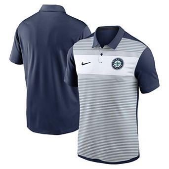 Men's Nike White/Navy Seattle Mariners Vapor Striped Performance Polo