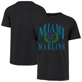 Men's '47 Black Miami Marlins Pitchout Franklin T-Shirt