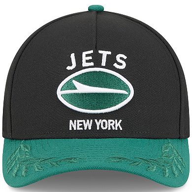 Youth New Era Black/Green New York Jets 2025 NFL Draft 9FORTY A-Frame M-Crown Adjustable Hat
