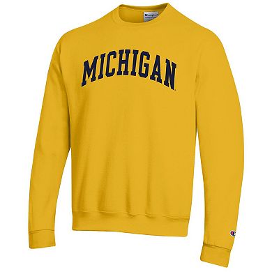 Men's Champion Maize Michigan Wolverines Basic Arch Fleece Pullover Sweatshirt