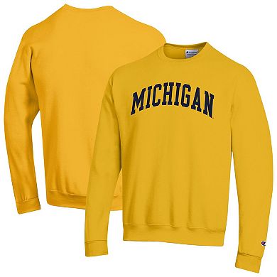 Men's Champion Maize Michigan Wolverines Basic Arch Fleece Pullover Sweatshirt