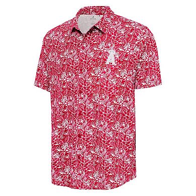 Men's Antigua Red Los Angeles Angels Resort Button-Up Shirt