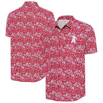 Men's Antigua Red Los Angeles Angels Resort Button-Up Shirt