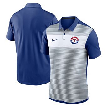 Men's Nike White/Royal Texas Rangers Vapor Striped Performance Polo