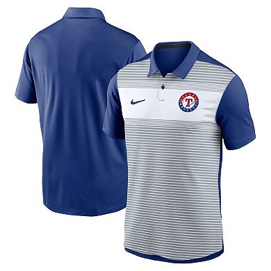 Men's Nike White/Royal Texas Rangers Vapor Striped Performance Polo