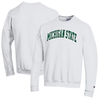 Men's Champion White Michigan State Spartans Basic Arch Fleece Pullover Sweatshirt