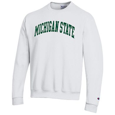 Men's Champion White Michigan State Spartans Basic Arch Fleece Pullover Sweatshirt