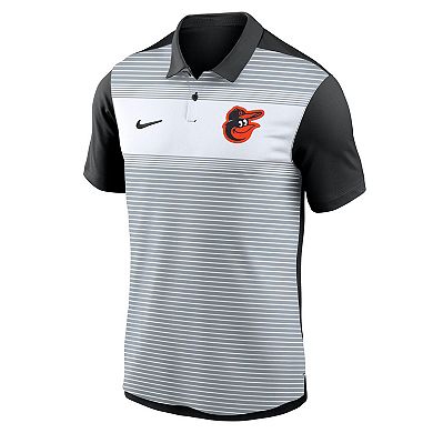 Men's Nike White/Black Baltimore Orioles Vapor Striped Performance Polo