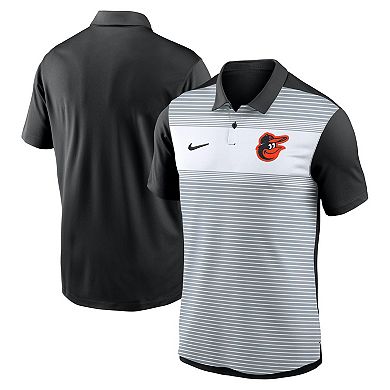 Men's Nike White/Black Baltimore Orioles Vapor Striped Performance Polo