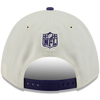 Men's New Era Cream/Purple Baltimore Ravens 2025 NFL Draft 9FORTY A-Frame M-Crown Adjustable Hat