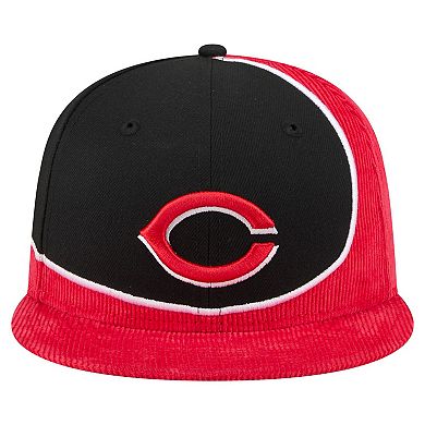 Men's New Era Red/Black Cincinnati Reds Retro Split Corduroy Snapback Hat