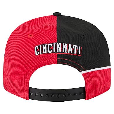 Men's New Era Red/Black Cincinnati Reds Retro Split Corduroy Snapback Hat