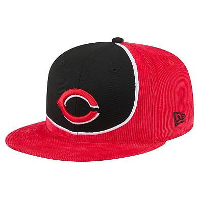 Men's New Era Red/Black Cincinnati Reds Retro Split Corduroy Snapback Hat