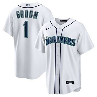 Men's Nike White Seattle Mariners #1 Groom Home Replica Jersey
