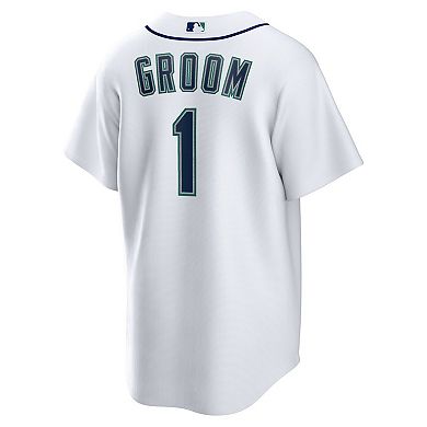 Men's Nike White Seattle Mariners #1 Groom Home Replica Jersey
