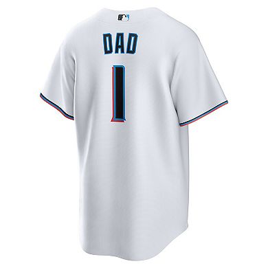 Men's Nike White Miami Marlins #1 Dad Home Replica Jersey