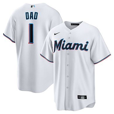 Men's Nike White Miami Marlins #1 Dad Home Replica Jersey