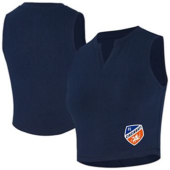 Women's Concepts Sport Navy FC Cincinnati Market Cropped Tri-Blend Tank Top