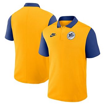 Men's Nike Gold/Royal Seattle Mariners Cooperstown Collection Color-Block Victory Dri-FIT Polo