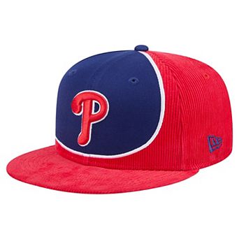 Men's New Era Red/Royal Philadelphia Phillies Retro Split Corduroy Snapback Hat