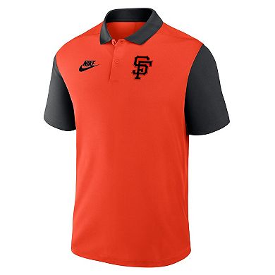 Men's Nike Orange/Black San Francisco Giants Cooperstown Collection Color-Block Victory Performance Polo