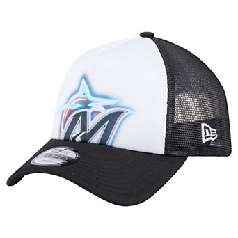 Toddler New Era White/Black Miami Marlins Painted A-Frame 9FORTY Trucker Adjustable Hat