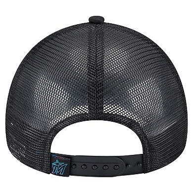 Toddler New Era White/Black Miami Marlins Painted A-Frame 9FORTY Trucker Adjustable Hat