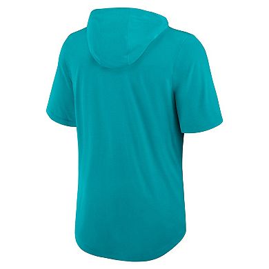 Men's Nike Aqua Miami Dolphins Lockup Tri-Blend Hoodie T-Shirt