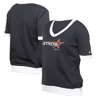 Women's New Era Navy Houston Astros 2025 City Connect Rhinestone V-Neck T-Shirt